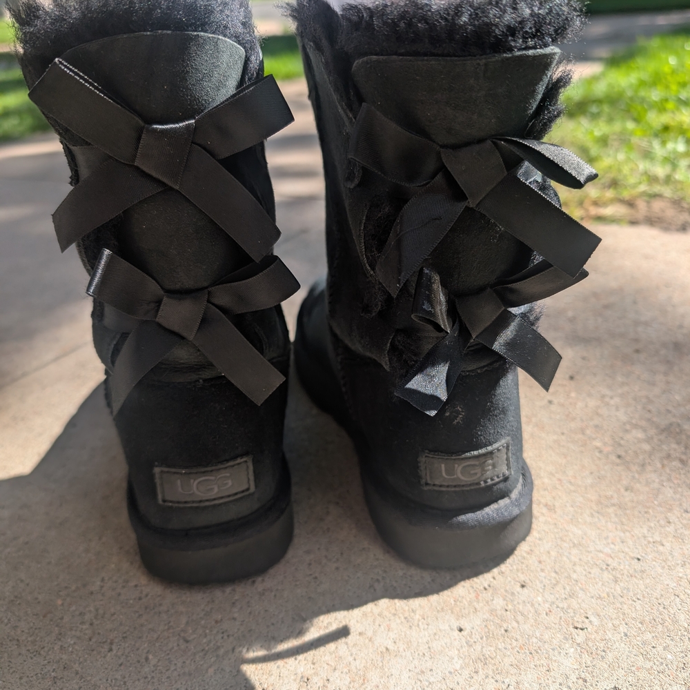 UGG Women's Black Winter Boots with Bows